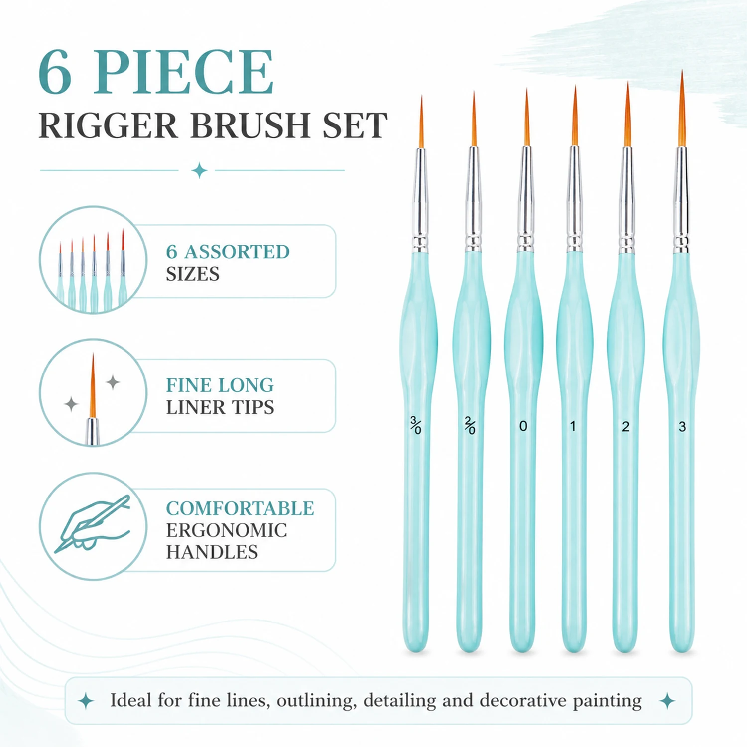 6pcs Rigger Paint Brushes Set, - Detailing Brush Set 评论和价格